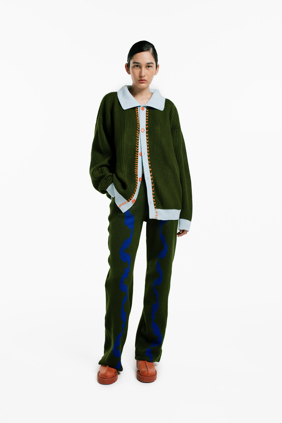 CARDIGAN POLO RIB VERDE MILITAR
