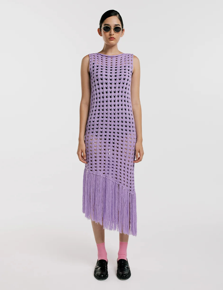 VESTIDO MESH NOT SO BASIC FLECOS LILA