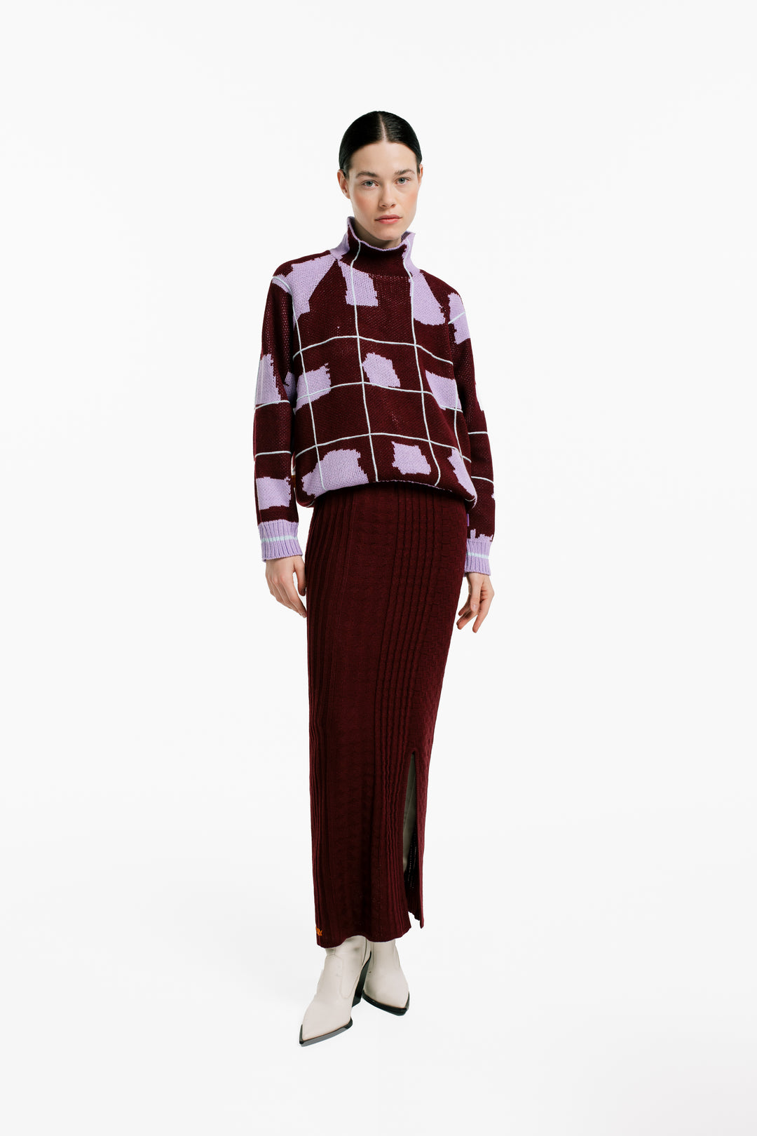 SWEATER TARTAN LILA