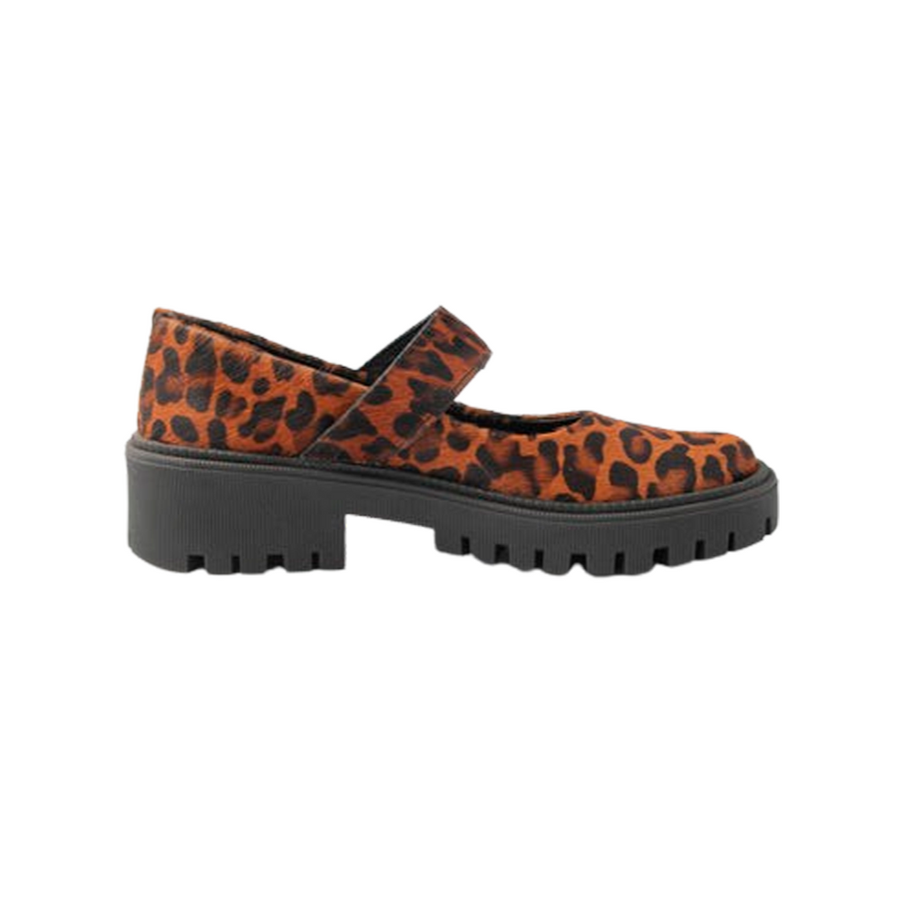 Baleta Bailarina Chunky Cuero Animal Print