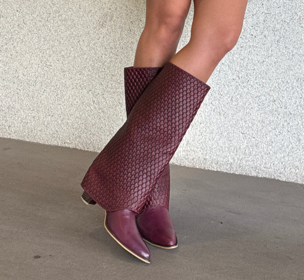 Botas Vaqueras Cuero Oconnel Vinotinto & Miel
