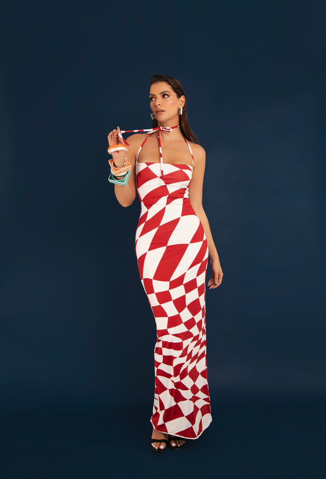 Vestido Suleil Rojo Blanco