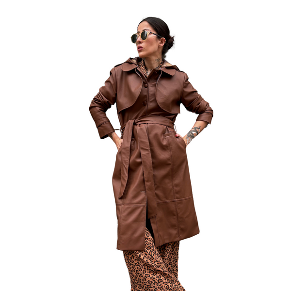 Gabardina Cuero Vegano Miel