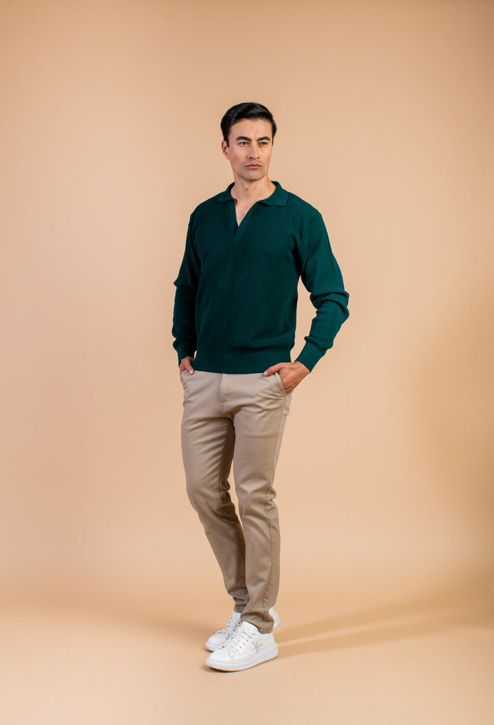 SWETER CUELLO V VERDE BOTELLA
