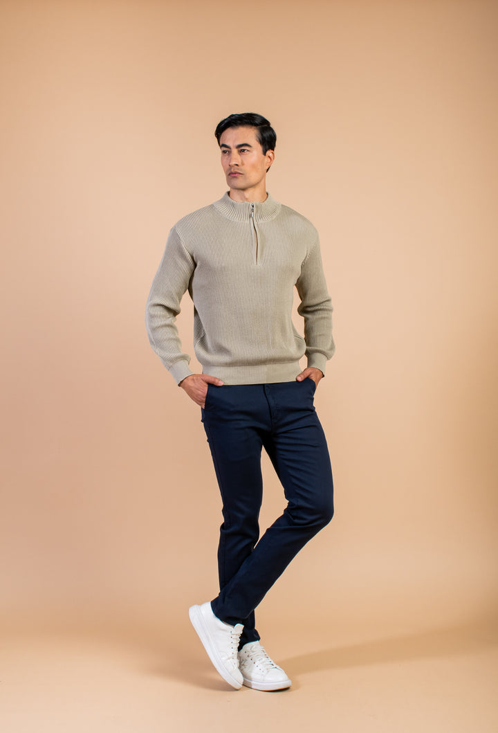 SWETER MEDIA CREMALLERA TABACO