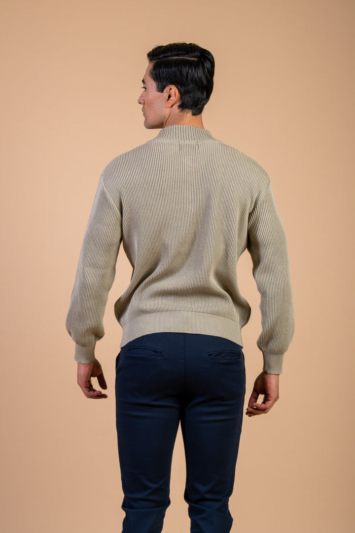 SWETER MEDIA CREMALLERA TABACO