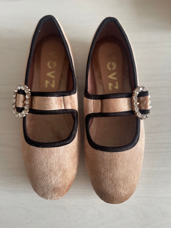 Sandalias Bailarina Diamante Cobre Velvet
