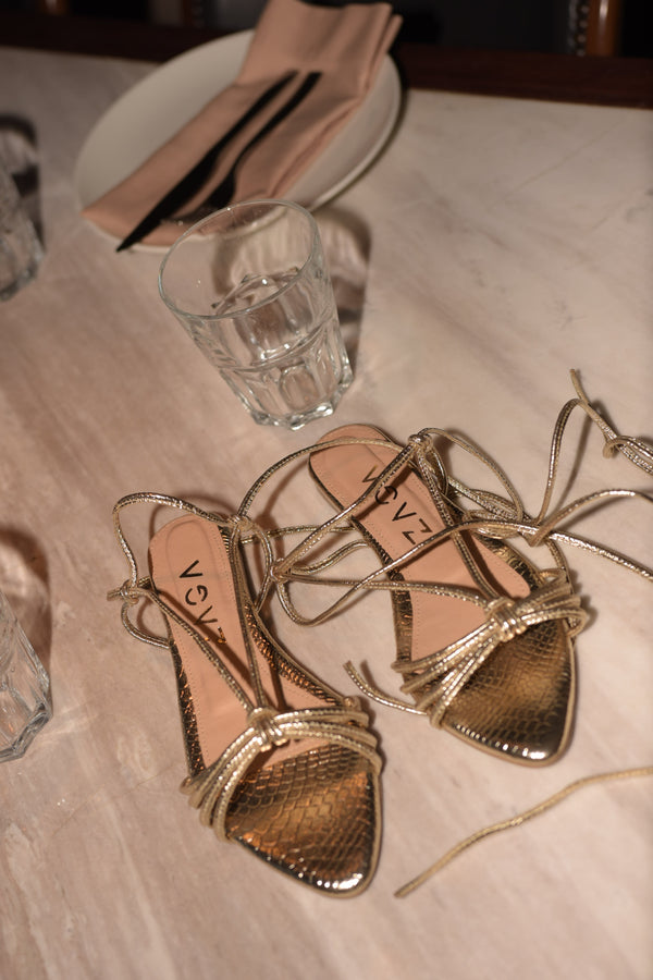 Sandalias Flats Margui Cuero Oro Italiano