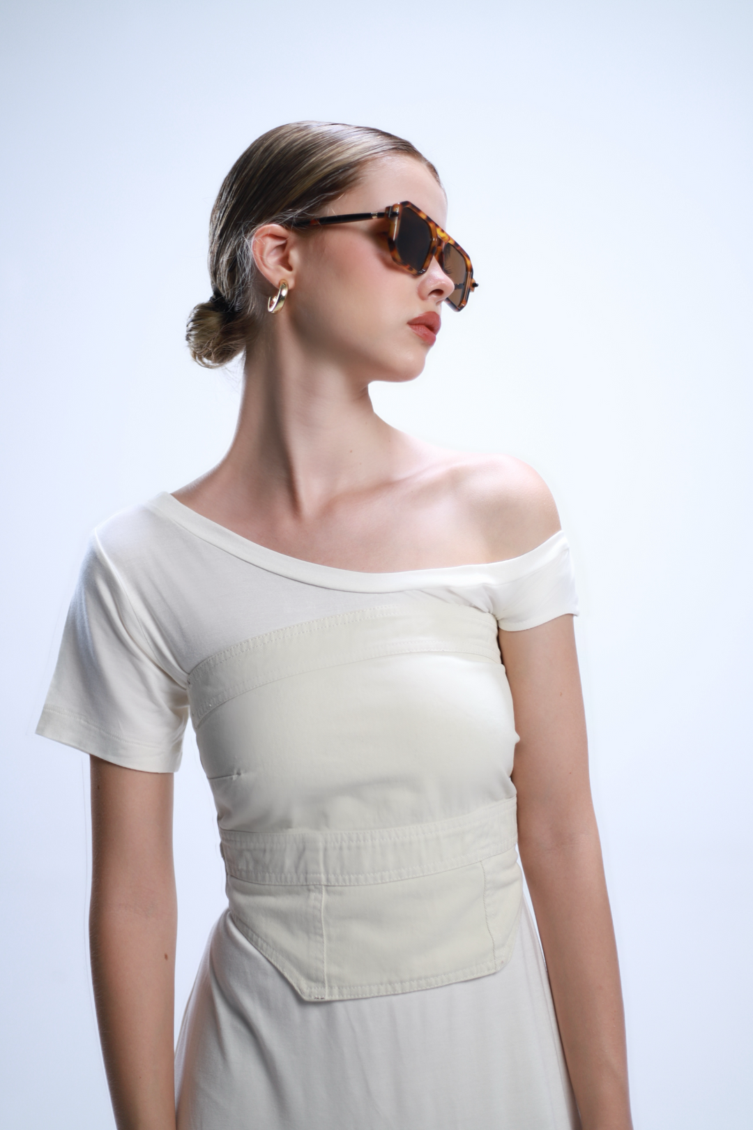 THE PANEL DENIM TOP CREMA