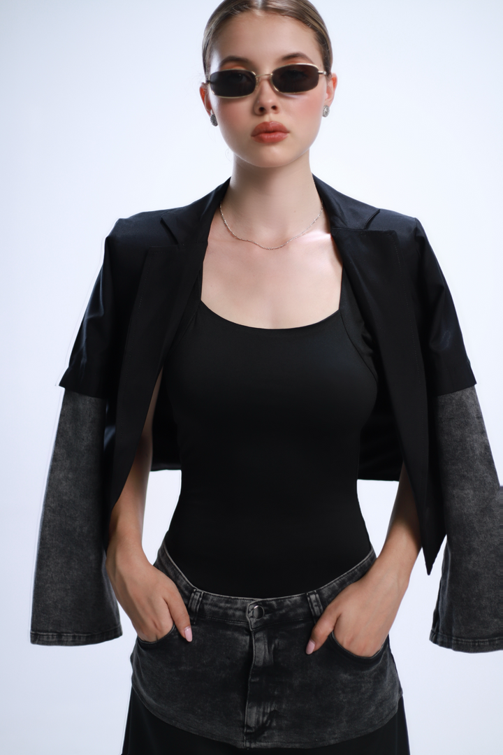 DUAL TONE BLAZER NEGRO