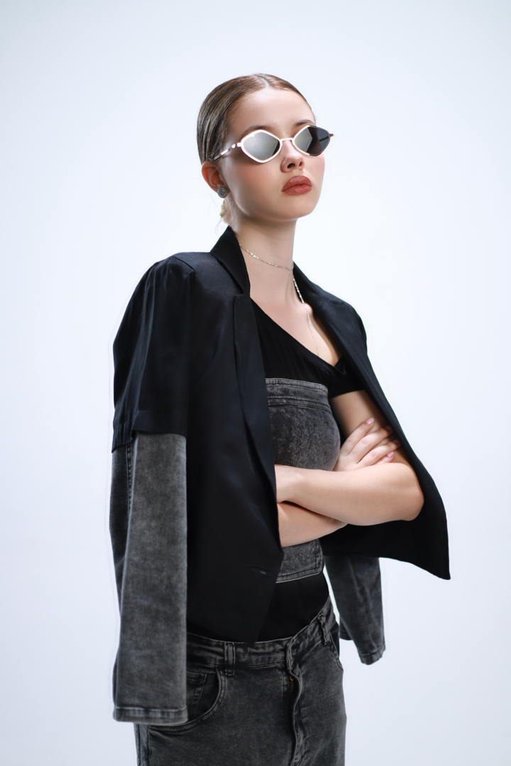 DUAL TONE BLAZER NEGRO