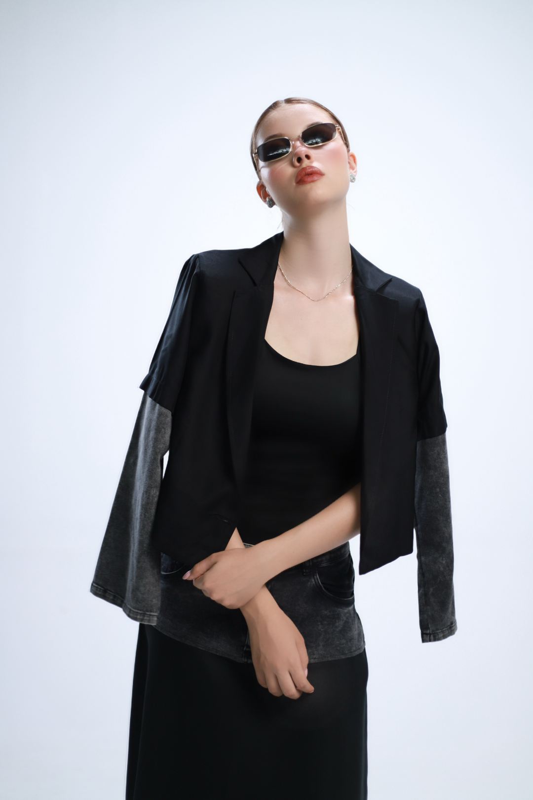 DUAL TONE BLAZER NEGRO