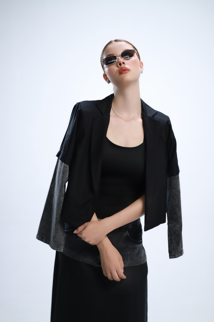 DUAL TONE BLAZER NEGRO