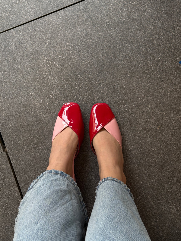 Tacones Zueco Latino Rojo Rosa