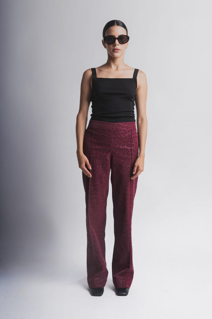 PANTALON LEOPARDO BURGUNDY