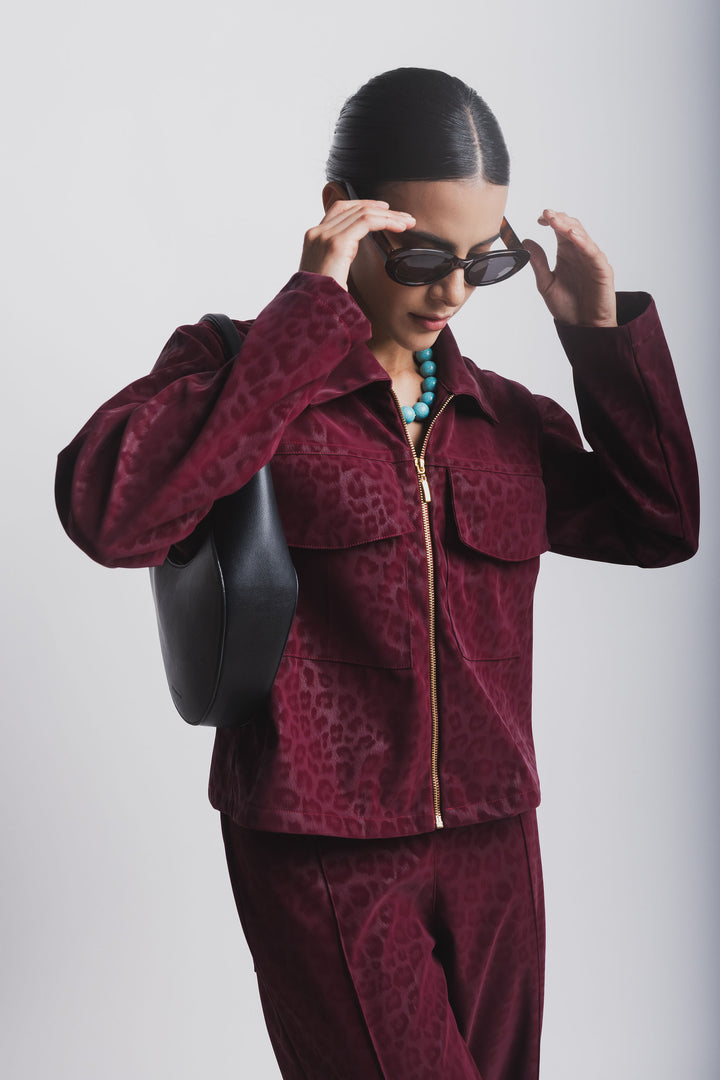 CHAQUETA LEOPARDO BURGUNDY