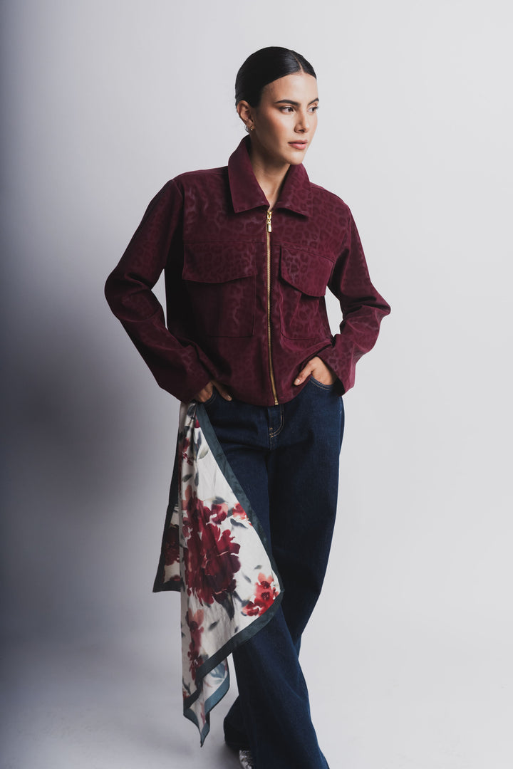CHAQUETA LEOPARDO BURGUNDY