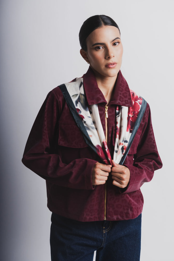 CHAQUETA LEOPARDO BURGUNDY