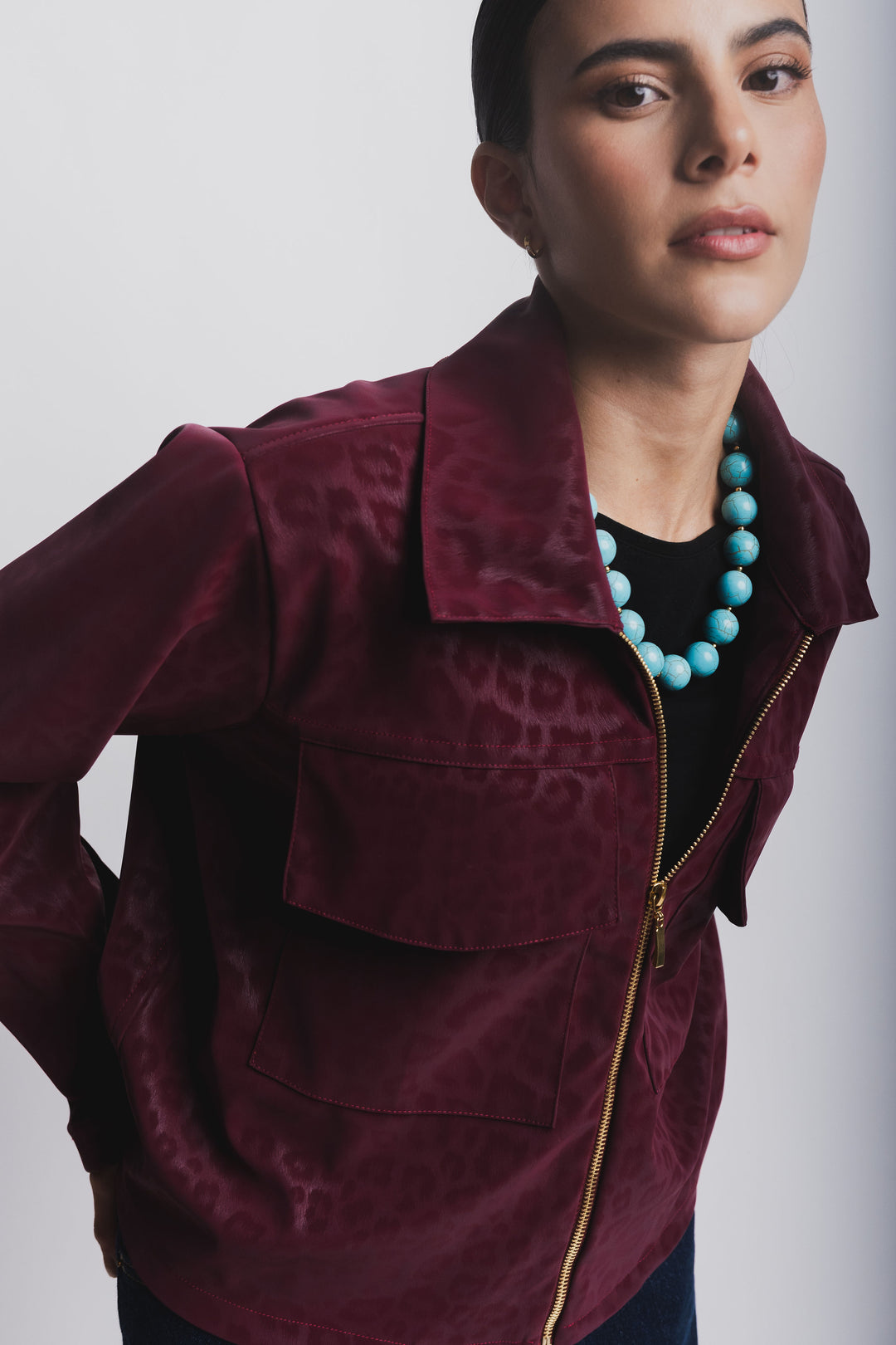 CHAQUETA LEOPARDO BURGUNDY