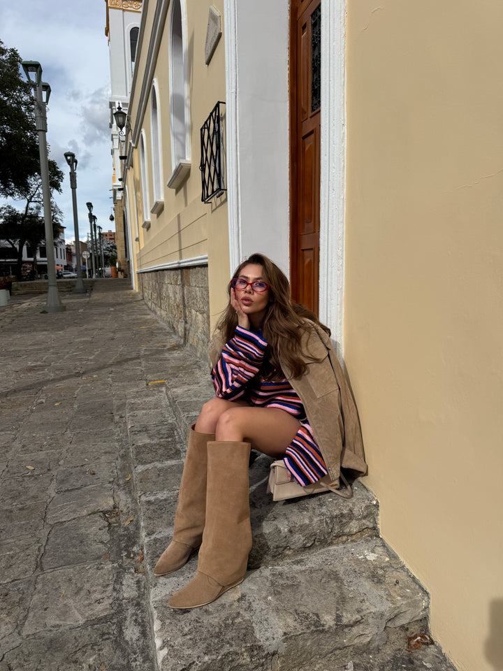 BOTAS SUEDE BEIGE BY CONNIEOS- PRE ORDER