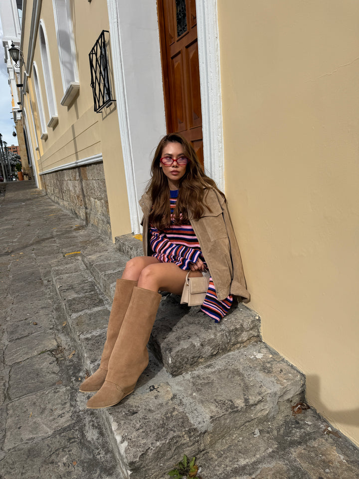 BOTAS SUEDE BEIGE BY CONNIEOS- PRE ORDER