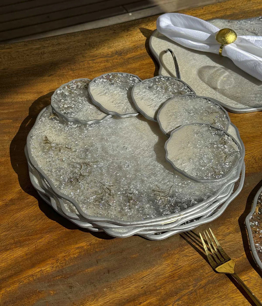 INDIVIDUALES + PORTAVASOS X6 SILVER SPRING