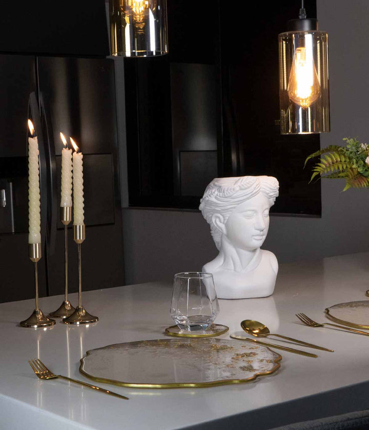 INDIVIDUALES + PORTA VASOS X4 GOLD SPRING NACAR