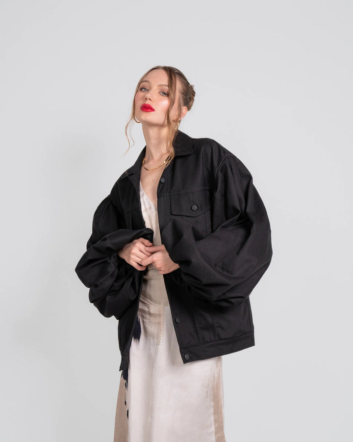 CHAQUETA PEONIA DENIM NEGRA