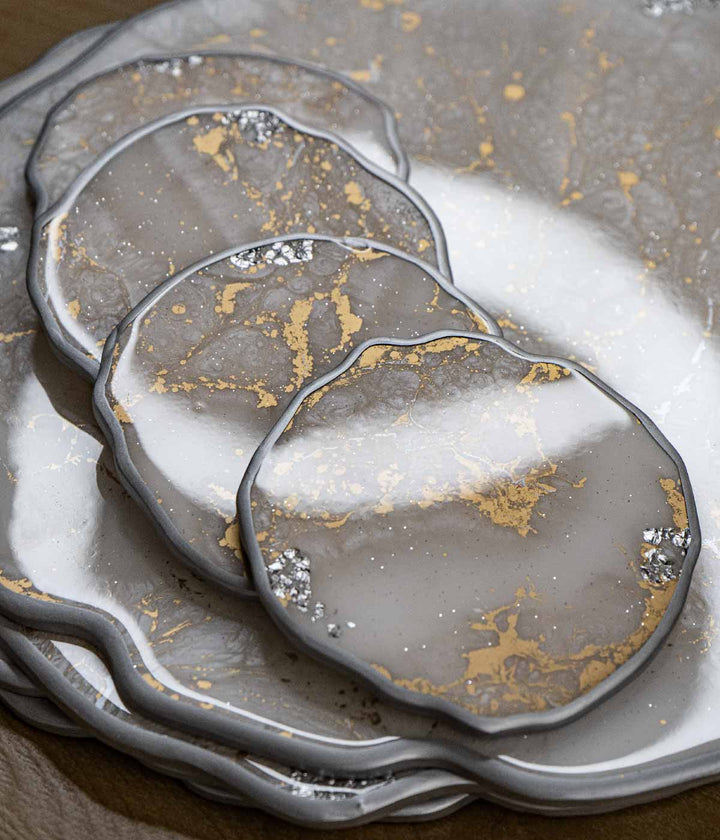 PORTAVASOS X4 FROSTEN SILVER