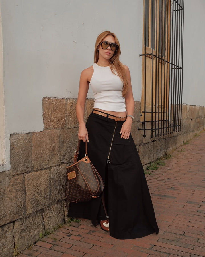 FALDA CREMALLERAS NEGRA