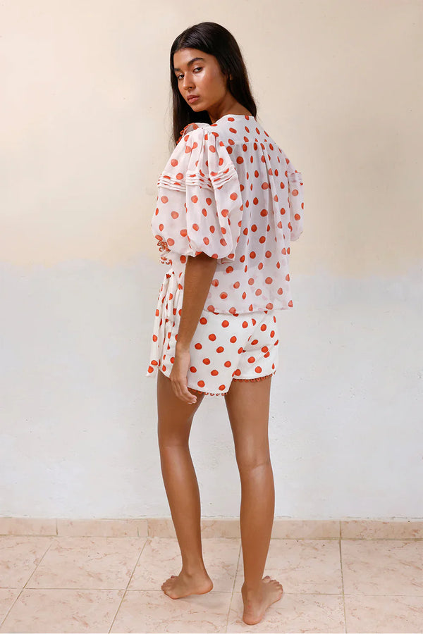 SHORT HELENA PUNTOS NARANJA
