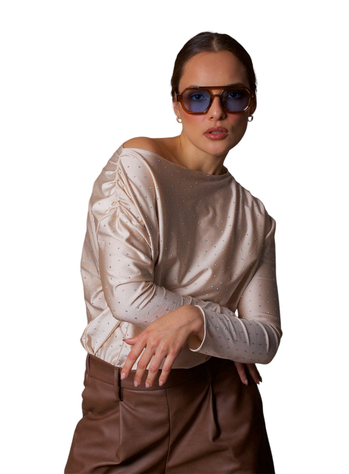 TOP DIAMANTE BEIGE