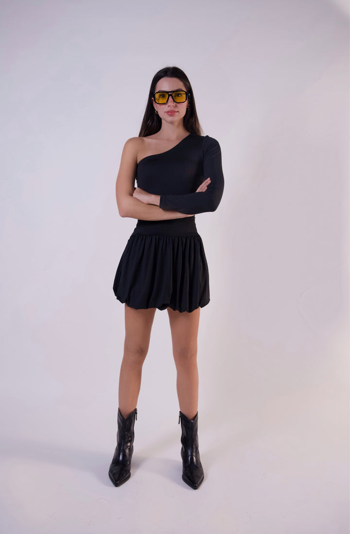 THE ONE SHOULDER BODYSUIT NEGRO