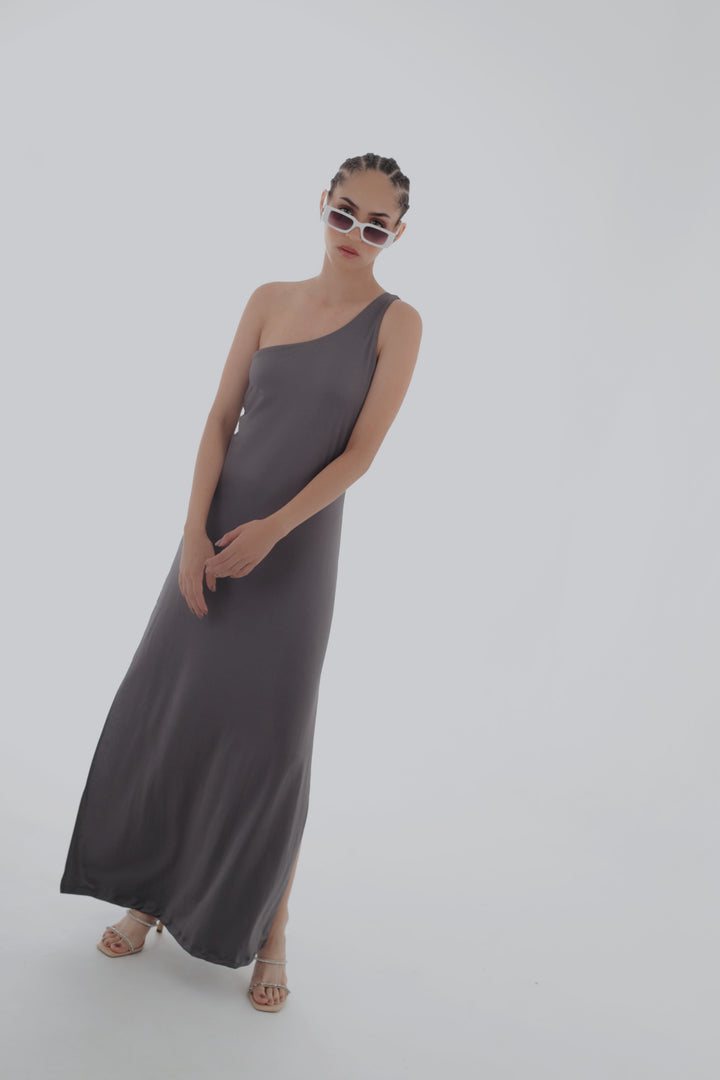 THE OFF SHOULDER DRESS GRIS