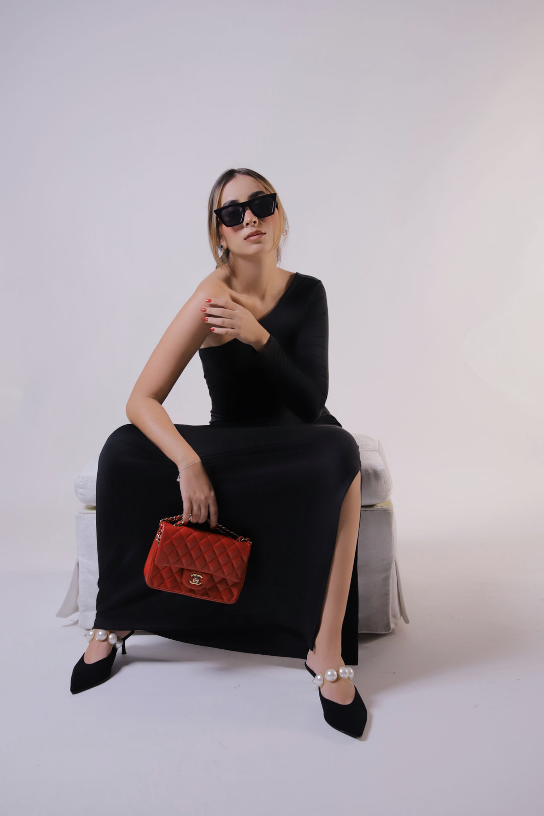 THE ONE SHOULDER MAXI DRESS NEGRO