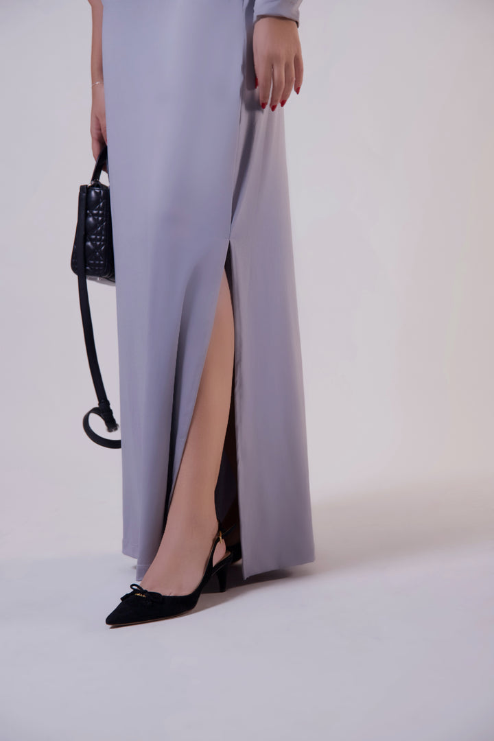 THE ONE SHOULDER MAXI DRESS PLATINO