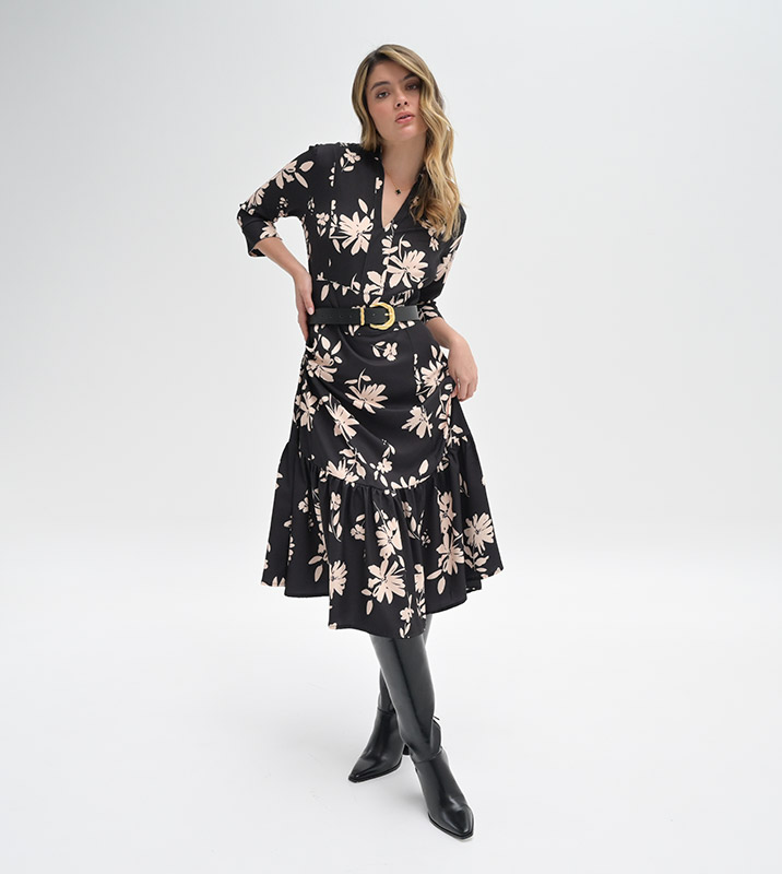 VESTIDO MIDI MANGA 3/4