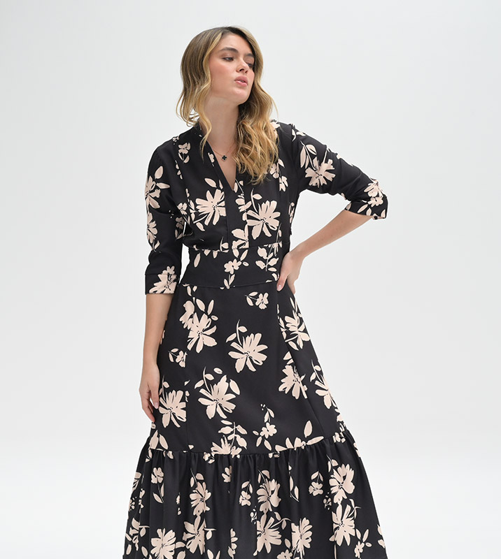 VESTIDO MIDI MANGA 3/4