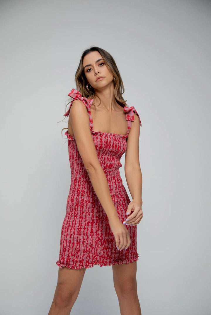 VESTIDO AGATA ROJO/ROSA