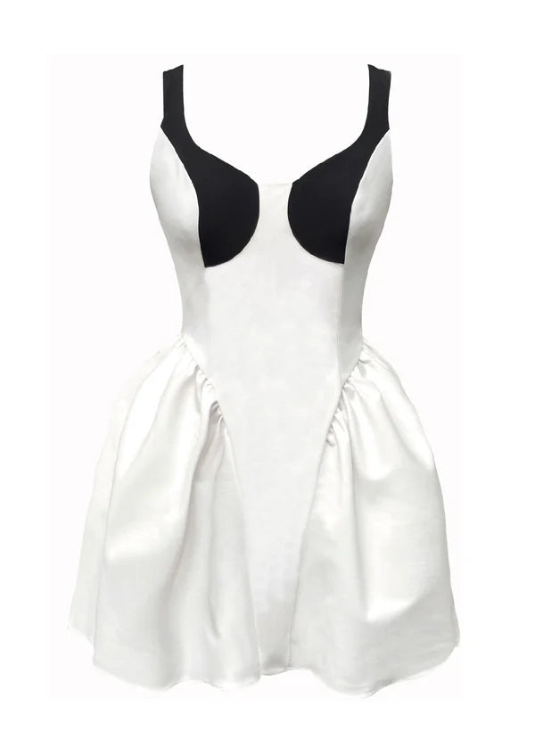 CISNE MINI DRESS BLANCO NEGRO