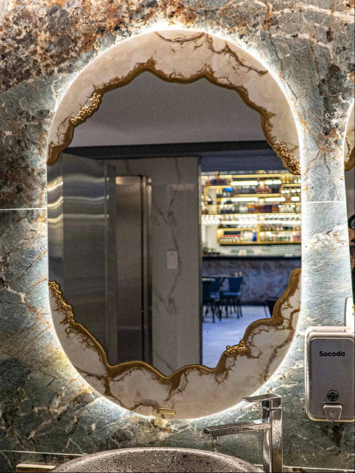 ESPEJO OVALADO 70X50 MENFIS WHITE GOLD