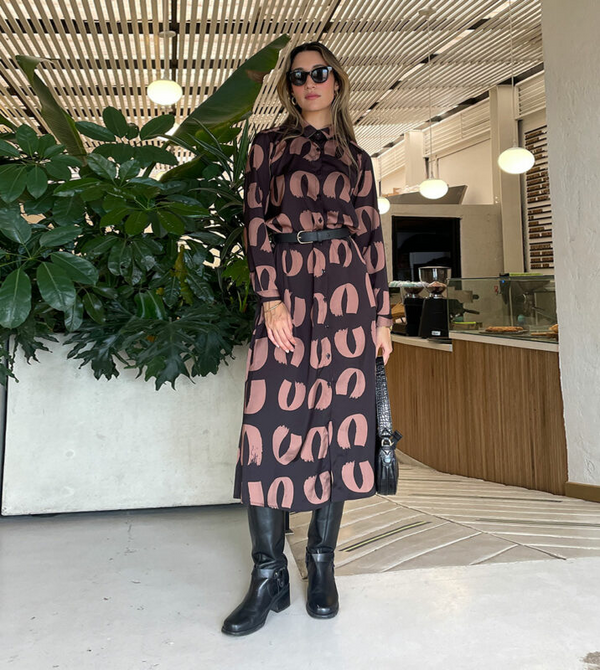 Vestido Camisero Figuras Nude