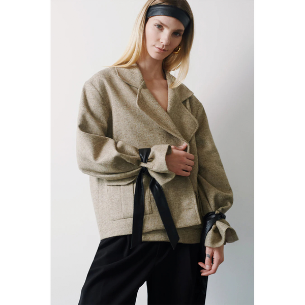 Chaqueta Oversize Paño Italiano Beige